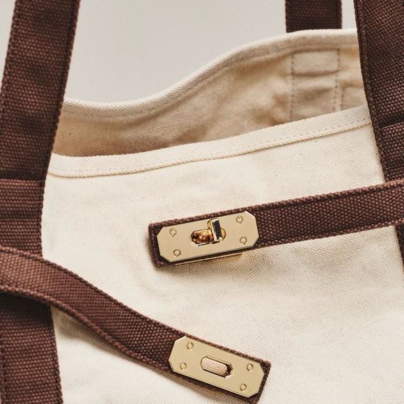 New Anthropologie Oversized Canvas Slouchy Tote in Chocolate - Picture 3 of 10